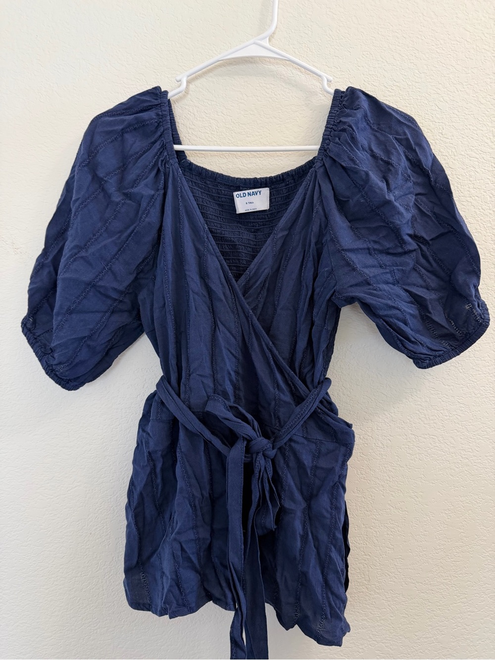 Old Navy Indigo Blue Textured V-Neck Blouse